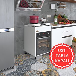 Ankastre Modülü Kabini Kalimera Byz 85*60*56 Fırın Ocak Dolabı Ayarlı Ayaklı Üstü Kapalı Beyaz