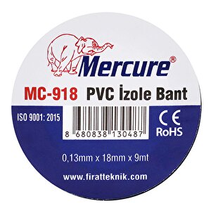 Mercure Elektrikçi Bandı Siyah İzole Elektirik Bant Bandı Pvc 9 Metre