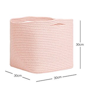 Pembe Kırçıllı Pamuklu Sepet 30 X 30 X 30 Cm