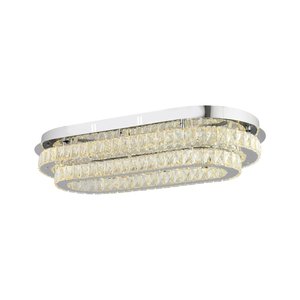 Valeria 2 Katlı Elips Plafonyer Elips Ledli 3 Renkli  Kristalli Taşlı Modern Tasarım Led Kristal Salon Avize