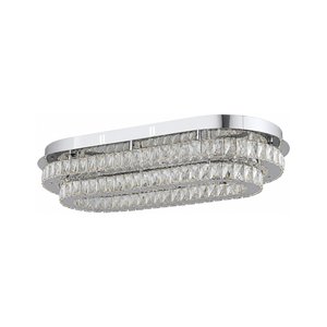Valeria 2 Katlı Elips Plafonyer Elips Ledli 3 Renkli  Kristalli Taşlı Modern Tasarım Led Kristal Salon Avize