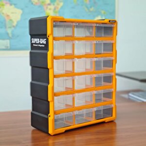 Tekreyonda Super Bag Mono Blok Çekmece Seti 18'li Büyük Boy Hobby Organizer Seti Sarı