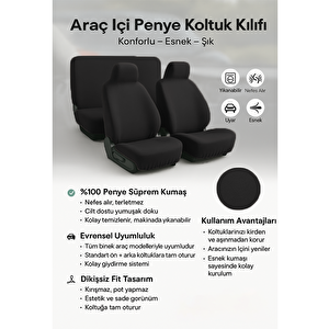 Mirsepet Kia Cerato Uyumlu Penye Koltuk Kılıfı Tam Uyum Set Siyah
