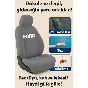 Mirsepet Oto Koltuk Kılıfı Ford Focus Uyumlu %100 Penye   Araç Servis Kılıfı Terletmez,yıkanabilir Gri