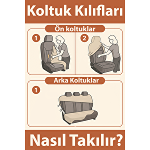 Mirsepet Citroen C3 Koltuk Servis Kılıfı Ön Ve Arka 4 Parça Takım Gri