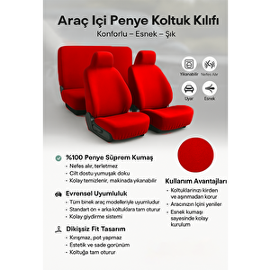 Mirsepet Nissan Uyumlu Almera Araba Servis Kılıfı Full Araç Set Kırmızı