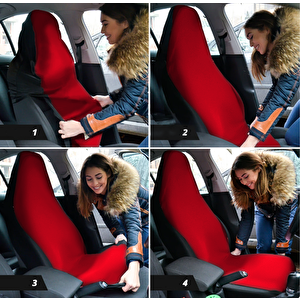 Mirsepet Penye Oto Koltuk Kılıfı Fiat Fiorino Uyumlu Yıkanabilir Kolay Montaj Kırmızı