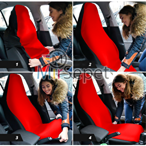 Mirsepet Volkswagen Uyumlu Jetta Oto Araba Araç Koltuk Kılıfı 4 Parça Yeni Logo Set Kırmızı