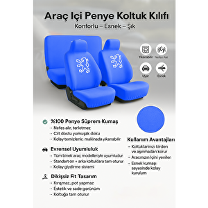 Mirsepet Pejo 206 Sw Koltuk Kılıfı Penye Full Araç Set Mavi