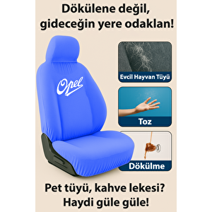 Mirsepet Oto Koltuk Kılıfı Opel Corsa  Uyumlu %100 Penye   Araç Servis Kılıfı Terletmez,yıkanabilir Mavi