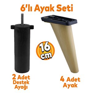 Regnum 6'lı Set Mobilya Tv Ünitesi Koltuk Kanepe Destek Ayağı 16 Cm Kahve Ayakları M8 Civatalı