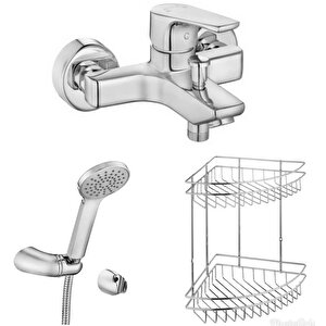 Eca Niobe Banyo Bataryası+eca Spil Duş Takımı+2li Metal Köşe Raf (482+336)