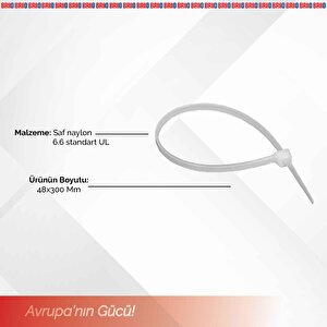 Brio Kablo Cırt Kelepçe Beyaz 48x300 Mm 100 Lük