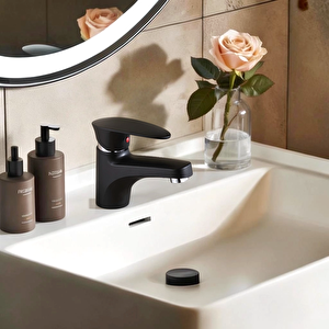 Siyah Mix Lavabo Bataryası Mini model 12 cm
