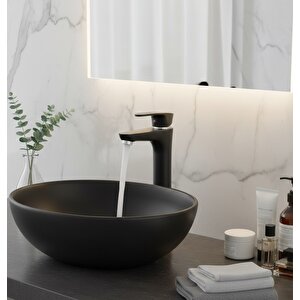 Siyah Mat Çanak Lavabo Bataryası 29 cm