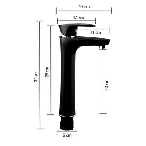 Polyfit Siyah Mix Çanak Lavabo Bataryası 29 cm