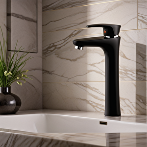 Polyfit Siyah Mix Çanak Lavabo Bataryası 29 cm