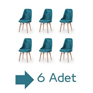 6 Adet Elif Serisi Nubuk Kumaş Ahşap Gürgen Ayaklı Yemek Odası Sandalyesi