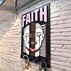 Cajuart Urban Sokak Stili Tasarım Faith İnanç Duvar Askısı Anahtarlık Dekor