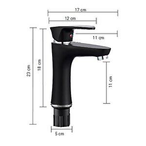 Polyfit Siyah Mix Lavabo Bataryası Yüksek 18 cm