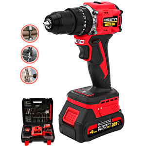 Xr-drive 013 RED 21 V 4 Ah Yeni Nesil Kömürsüz Motor Darbeli Çift Akülü Şarjlı Matkap Vidalama + Uç Set Hediyeli
