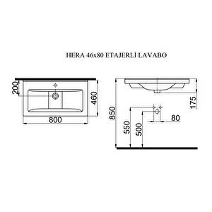 İdevit Hera 80 Cm Dolap Uyumlu Yarım Lavabo