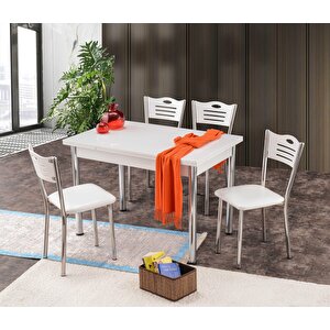 Smart Açılır Mutfak Masası Ve 4 Adet Sandalye Takımı 70*110cm Beyaz