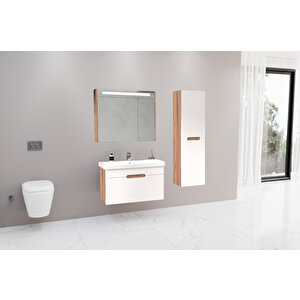 Olimpia 80 Cm Banyo Dolabi  Dorado / Beyaz - Boy Dolap Dahi̇l