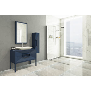 Omente 100 Cm Banyo Dolabi  Laci̇vert - Boy Dolap Hari̇ç