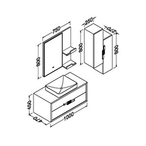 Vetrina 100 Cm Banyo Dolabi  Si̇yah / Kapuçi̇no - Boy Dolap Dahi̇l