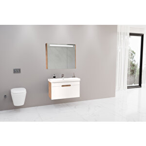 Olimpia 80 Cm Banyo Dolabi Dorado / Beyaz - Boy Dolap Hari̇ç