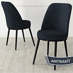 Nix Serisi Açılabilir 70x114 Siyah Mermer Desen Mutfak Masası Takımı Ve 6 Antrasit Sandalye