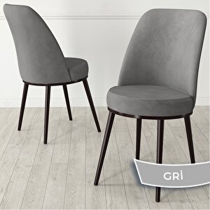 Nix Serisi Açılabilir 70x114 Barok Ahşap Desen Mutfak Masası Takımı Ve 4 Gri Sandalye