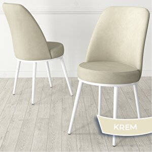 Nix Serisi Açılabilir 70x114 Beyaz Mermer Desen Mutfak Masası Takımı Ve 6 Krem Sandalye