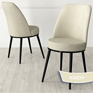 Nix Serisi Açılabilir 70x114 Siyah Mermer Desen Mutfak Masası Takımı Ve 6 Krem Sandalye