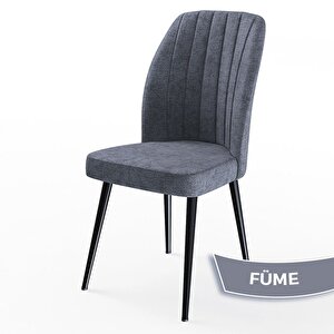 Ege Serisi 70x114 Açılabilir Siyah Mermer Desen Mutfak Masa Takımı Ve 6 Füme Sandalye