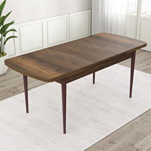 Tia Serisi Açılabilir 80x132 Barok Ahşap Desen Mdf Mutfak Masası Takımı Ve 6 Krem Sandalye Gold Detay