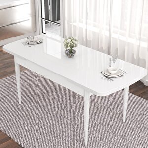 Sun Serisi 70x114 Açılabilir Beyaz Mutfak Masa Takımı Ve 6 Cappucino Sandalye