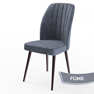 Ege Serisi 70x114 Açılabilir Barok Ahşap Desen Masa Takımı Ve 4 Füme Sandalye