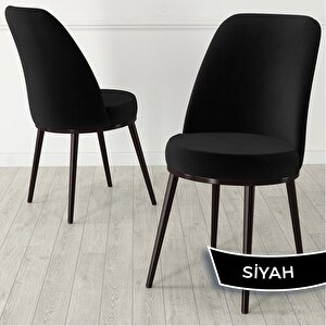 Nix Serisi Açılabilir 70x114 Beyaz Masa Ceviz Ayak Mutfak Masası Takımı Ve 6 Siyah Sandalye Siyah