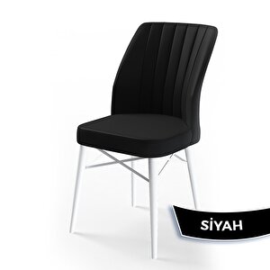 Fer Serisi 70x114 Açılabilir Beyaz Masa Takımı Ve 4 Siyah Sandalye