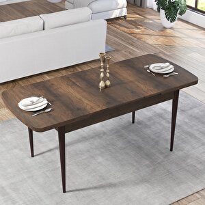 Ege Serisi 70x114 Açılabilir Barok Ahşap Desen Masa Takımı Ve 4 Siyah Sandalye Siyah
