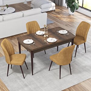 Ege Serisi 70x114 Açılabilir Barok Ahşap Desen Masa Takımı Ve 4 Cappucino Sandalye Cappucino