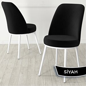 Nix Serisi Açılabilir 70x114 Beyaz Mermer Desen Mutfak Masası Takımı Ve 4 Siyah Sandalye