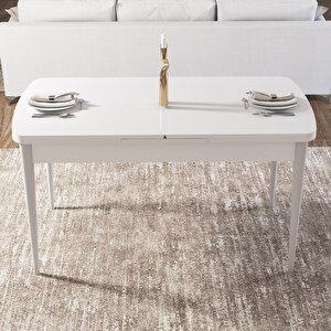 Ege Serisi 70x114 Açılabilir Beyaz Mutfak Masa Takımı Ve 6 Kahverengi Sandalye