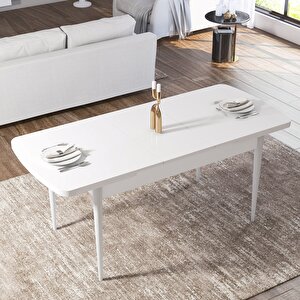 Ege Serisi 70x114 Açılabilir Beyaz Mutfak Masa Takımı Ve 4 Kahverengi Sandalye Kahverengi