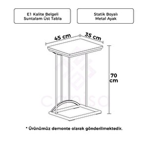 Polex Serisi C Sehpa Beyaz Metal Ayaklı Yan Sehpa Barok