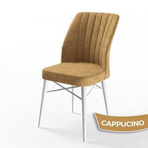 Ege Serisi 70x114 Açılabilir Beyaz Mutfak Masa Takımı Ve 4 Cappucino Sandalye
