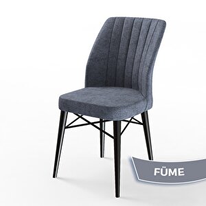 Fer Serisi 70x114 Açılabilir Siyah Mermer Desen Masa Takımı Ve 4 Füme Sandalye