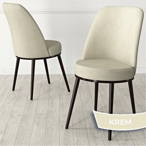 Nix Serisi Açılabilir 70x114 Beyaz Masa Ceviz Ayak Mutfak Masası Takımı Ve 4 Krem Sandalye